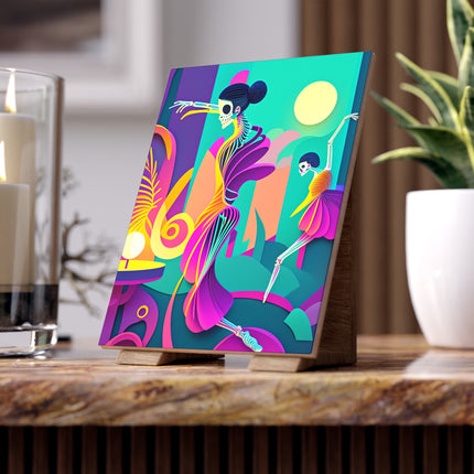 Dance of the Skeleton Ballerinas Ceramic Tile