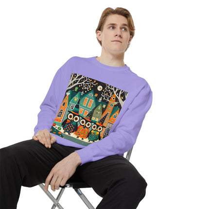 Night of the Trick-or-Treating Owlets Unisex Garment-Dyed Sweatshirt