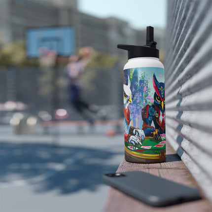 Cyberpunk Owl & Raven Stainless Steel Water Bottle