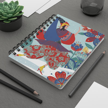 🌺❄️ The Winter Folk Flower Dancer Spiral Notebook – Colorful Art Deco Snow Fantasy