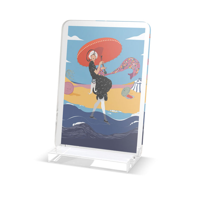 Beachside Promenade Acrylic Plaque – Glamorous Summer Stroll & Retro Chic