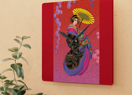 Enchanting Geisha Acrylic Wall Clock
