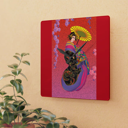 Enchanting Geisha Acrylic Wall Clock