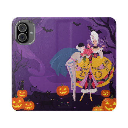 🎭🌹 The Harlequin Rose Masquerade Flip Case – Theatrical Halloween Romance
