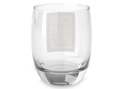 Elegant Holiday Woman with Gifts Whiskey Glass
