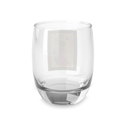 Elegant Holiday Woman with Gifts Whiskey Glass