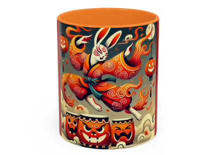 Jack-O’-Lantern Drums & The Kabuki Rabbit Colorful Mugs (11oz, 15oz)