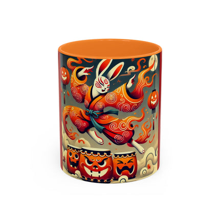 Jack-O’-Lantern Drums & The Kabuki Rabbit Colorful Mugs (11oz, 15oz)
