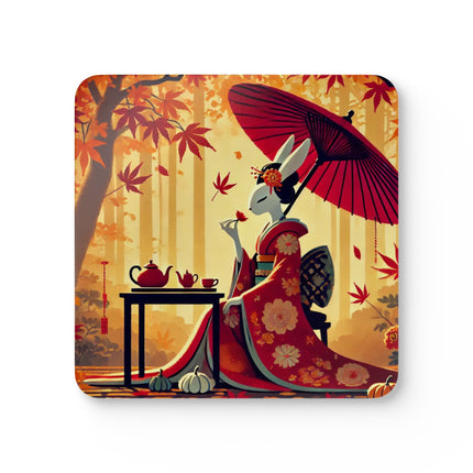 Theatrical Harvest Rabbit Corkwood Coaster Set