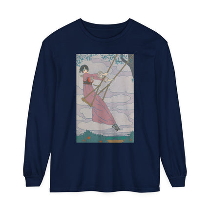 La balançoire by Georges Lepape Garment-dyed Long Sleeve T-Shirt