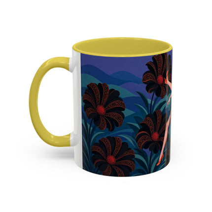 🖤🌺 The Midnight Floral Acrobat Colorful Mug – Art Deco Fashion Whimsy