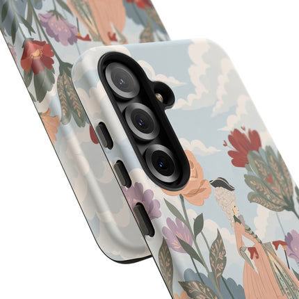 🌹🐈 The Lady And Puss In Boots Phone Case – Art Deco Floral Whimsy