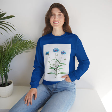 Blue Strawflower by Anselmus Boëtius de Boodt Heavy Blend™ Crewneck Sweatshirt