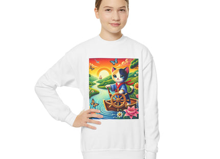 Sailor Kitten’s River Adventure Youth Crewneck Sweatshirt
