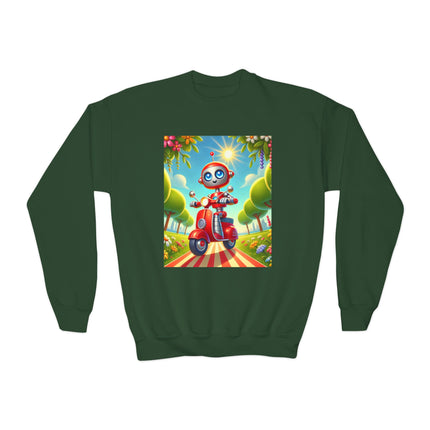 The Traveling Robot Youth Crewneck Sweatshirt – Adventure, Curiosity & Playful Discovery