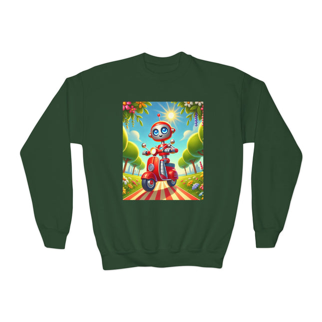 The Traveling Robot Youth Crewneck Sweatshirt – Adventure, Curiosity & Playful Discovery