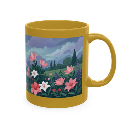 🌹💌 The Lady Blowing Kisses In The Rose Garden Ceramic Mug – Art Deco Floral Romance