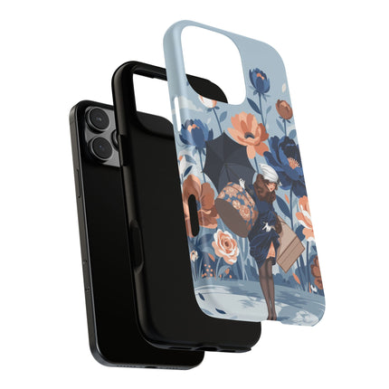 ☂️🌺 The Lady Of The Traveling Garden Phone Case – Art Deco Floral Adventure