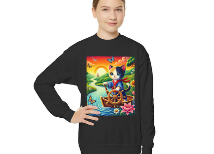 Sailor Kitten’s River Adventure Youth Crewneck Sweatshirt
