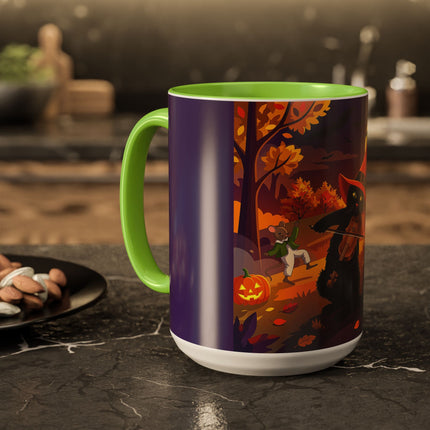 🐈‍⬛🎻 The Black Cat's Moonlit Melody Colorful Mug – Whimsical Halloween Music