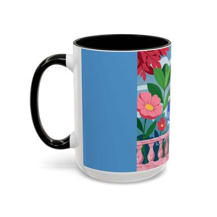 The Lady Of The Blossoming Terrace Colorful Mugs – Art Deco Floral Garden Elegance