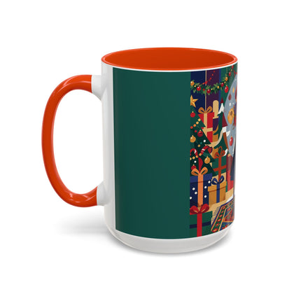 ☃️🎄 The Snowman's Christmas Companion Colorful Mug – Art Deco Holiday Fantasy
