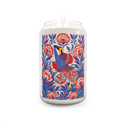 🌺🎭 The Scarlet Blossom Harlequin Scented Soy Candle – Art Deco Floral Whimsy