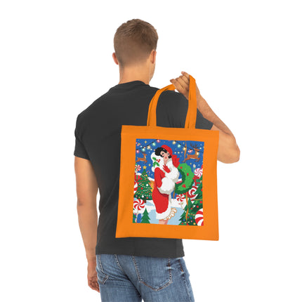 🍬🎄 The Lady Of The Peppermint Christmas Garden Cotton Tote Bag – Art Deco Holiday Fantasy