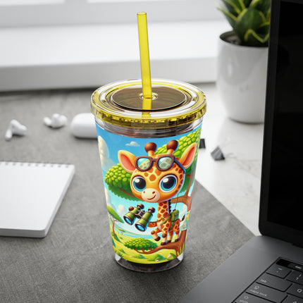 Giraffe Lookout Sunsplash Tumbler with Straw, 16oz