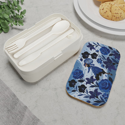 ☔💙 The Blue Rain Promenade Bento Lunch Box – Art Deco Floral Fashion