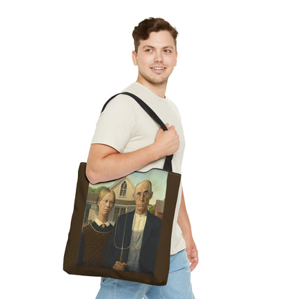 American Gothic by Grant Wood Tote Bag (AOP)