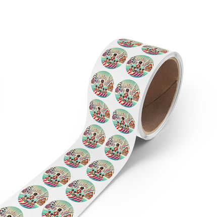 Nutcracker Candy-Striped Adventure Round Sticker Label Rolls