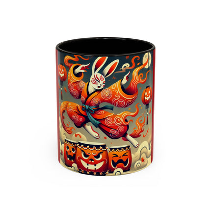 Jack-O’-Lantern Drums & The Kabuki Rabbit Colorful Mugs (11oz, 15oz)