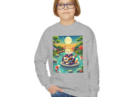 Melodic Kitten by the Koi Pond Youth Crewneck Sweatshirt