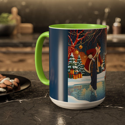 ⛸️🎄 The Christmas Skating Pavilion Colorful Mug – Art Deco Holiday Fantasy