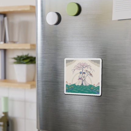 🌈☂️ Beneath The Rainbow Tree Die-Cut Magnets – Art Deco Spring Fantasy