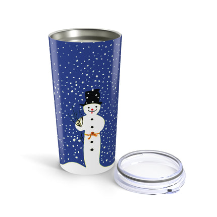 Snowman in Falling Snow Tumbler 20oz