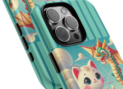 Geisha Kitten and the Dragon Kite Phone Cases
