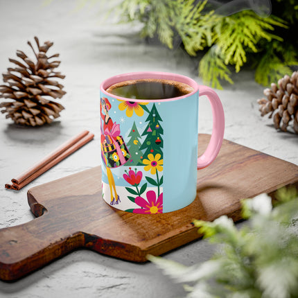 🌸🎄 Christmas In The Winter Garden Colorful Mug – Whimsical Holiday Fantasy