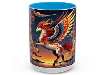 Flame-Winged Horse at Sunset Colorful Mugs (11oz, 15oz)