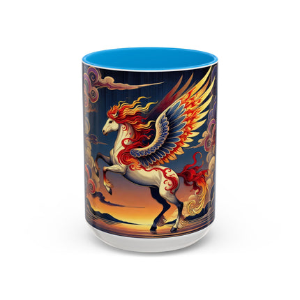 Flame-Winged Horse at Sunset Colorful Mugs (11oz, 15oz)