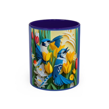 Blue Jays in a Spring Garden Colorful Mugs (11oz, 15oz)