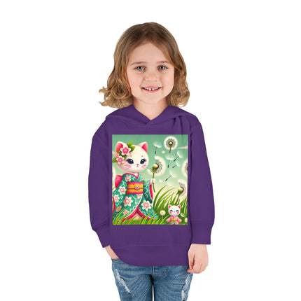Geisha Kitten and the Dandelion Wish Toddler Pullover Fleece Hoodie