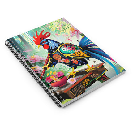Cyberpunk Rooster Spiral Notebook - Ruled Line