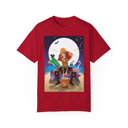 Moonlit Pirate Halloween Unisex Garment-Dyed T-shirt