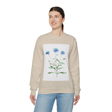 Blue Strawflower by Anselmus Boëtius de Boodt Heavy Blend™ Crewneck Sweatshirt