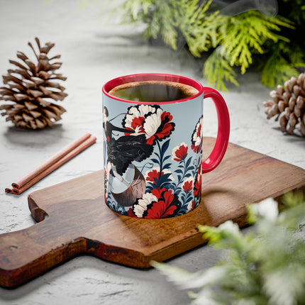 ❤️🌺 The Scarlet Blossom Dancer Colorful Mug – Art Deco Fashion Whimsy