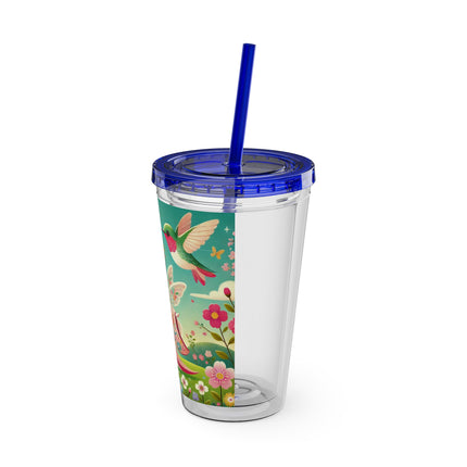Geisha Fairy and the Hummingbird Blossom Sunsplash Tumbler with Straw, 16oz