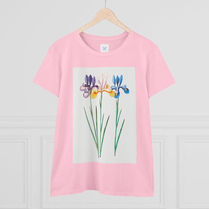 Women's Blue Iris Print Midweight Cotton Tee