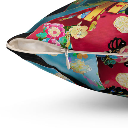 Cyberpunk Geisha Spun Polyester Square Pillow